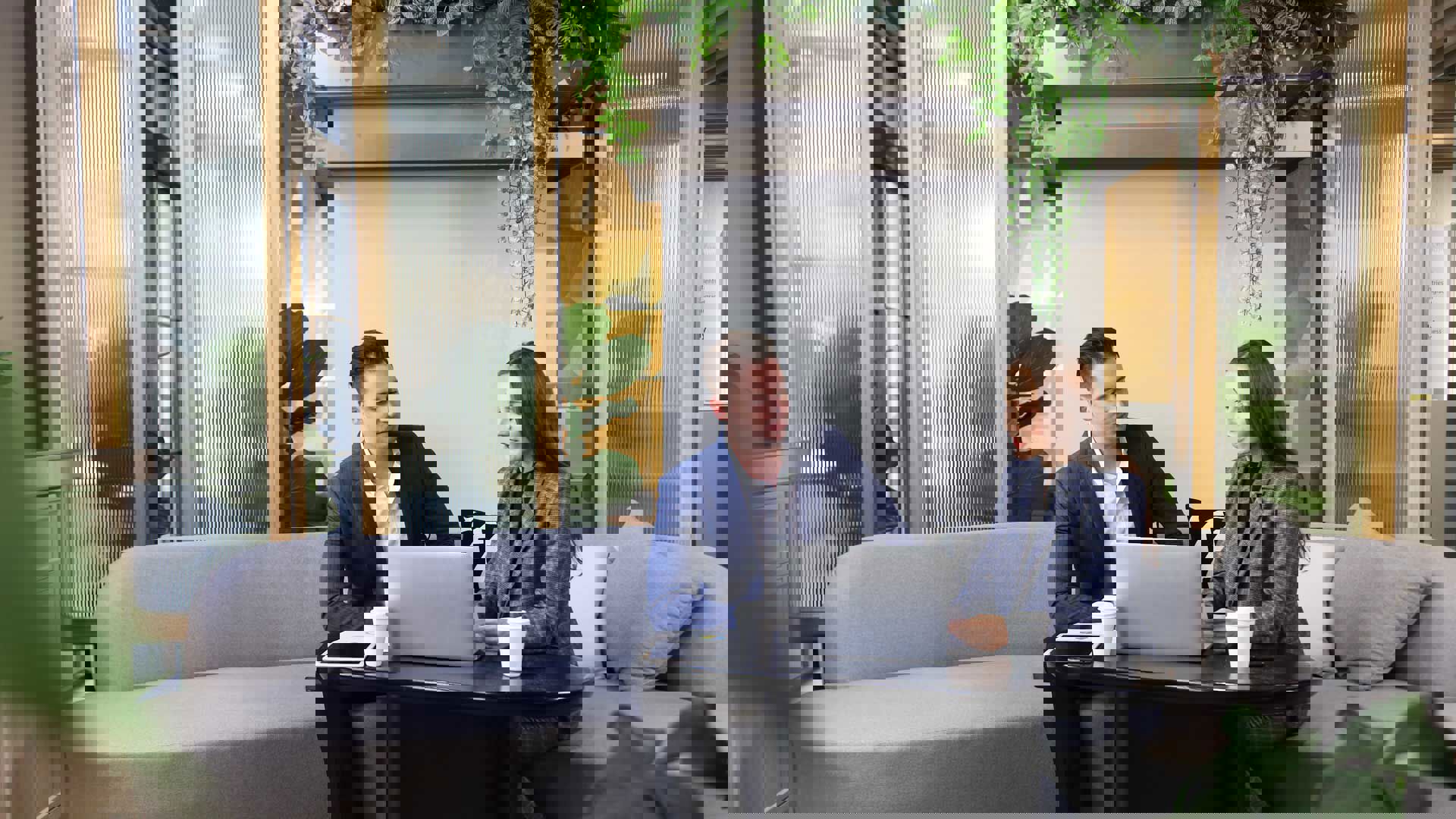 Team Meeting Office Showing On Laptop Office